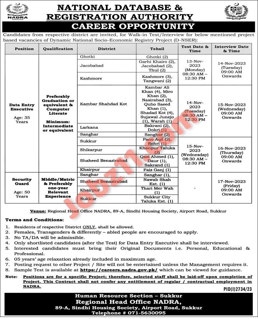 NADRA Jobs 2023 Latest Advertisement Across Pakistan Males And Females