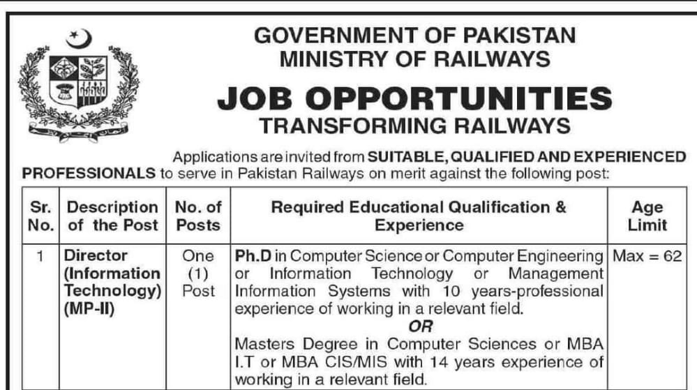 Ministry of Railway Latest Jobs 2022