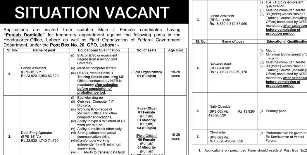 Public Sector PO BOX 26 Jobs 2022