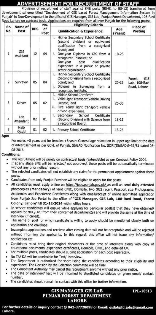 Forest Department Jobs 2024 Latest Advertisement