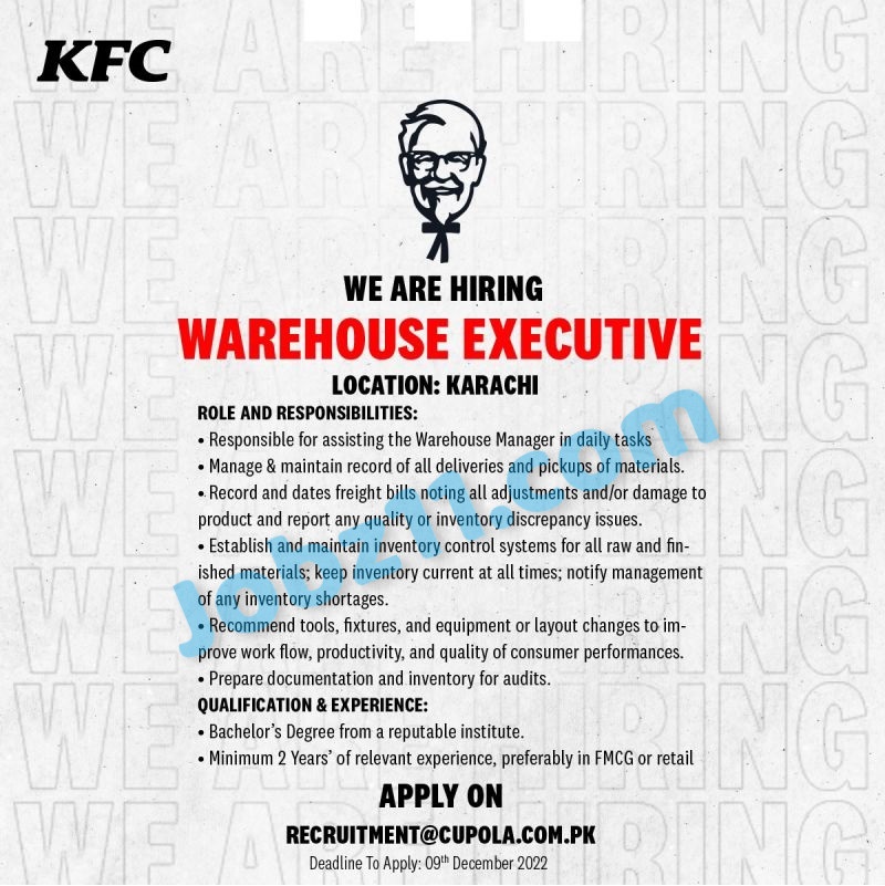KFC Pakistan Jobs 2022 Online Applications for Executive Staff