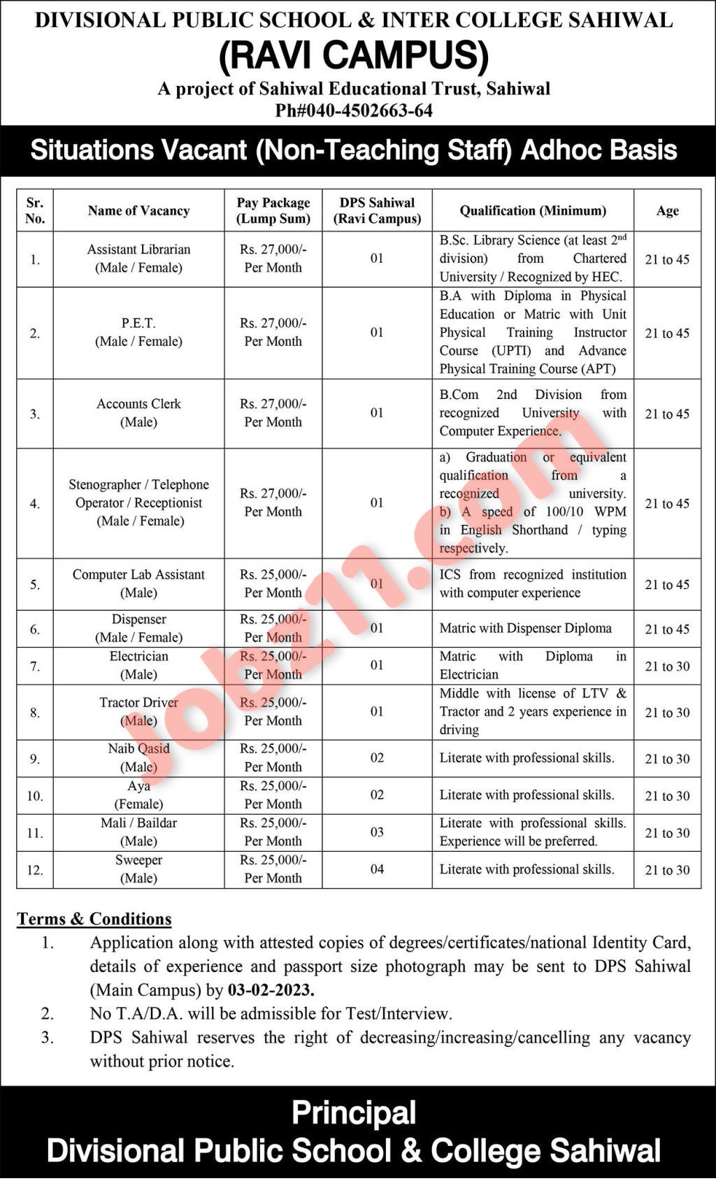 Divisional Public School and Inter College Jobs 2023