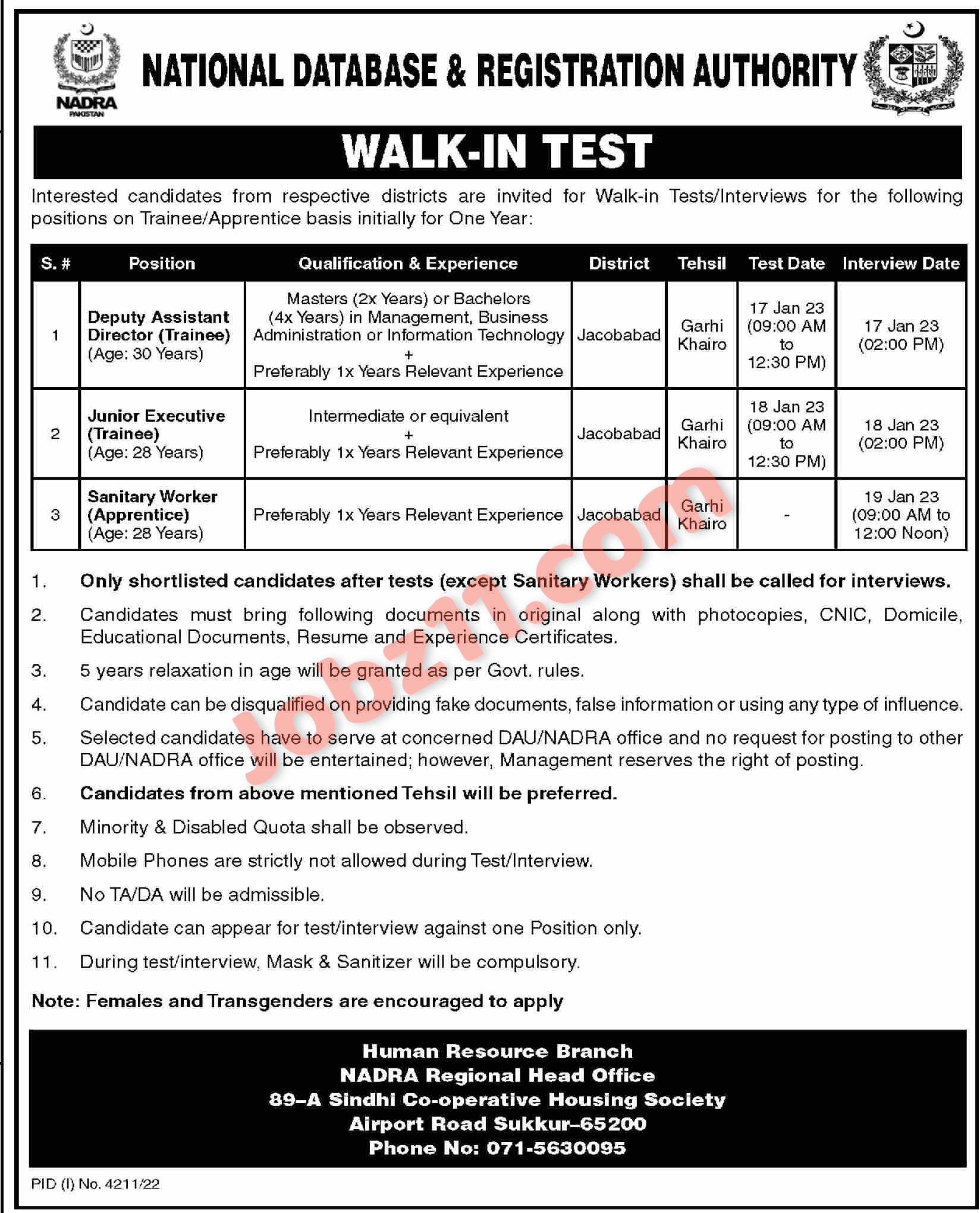 NADRA Jobs 2023 National Database and Registration Authority