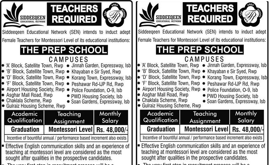 Teaching Jobs in Islamabad 2023 Montessori Level