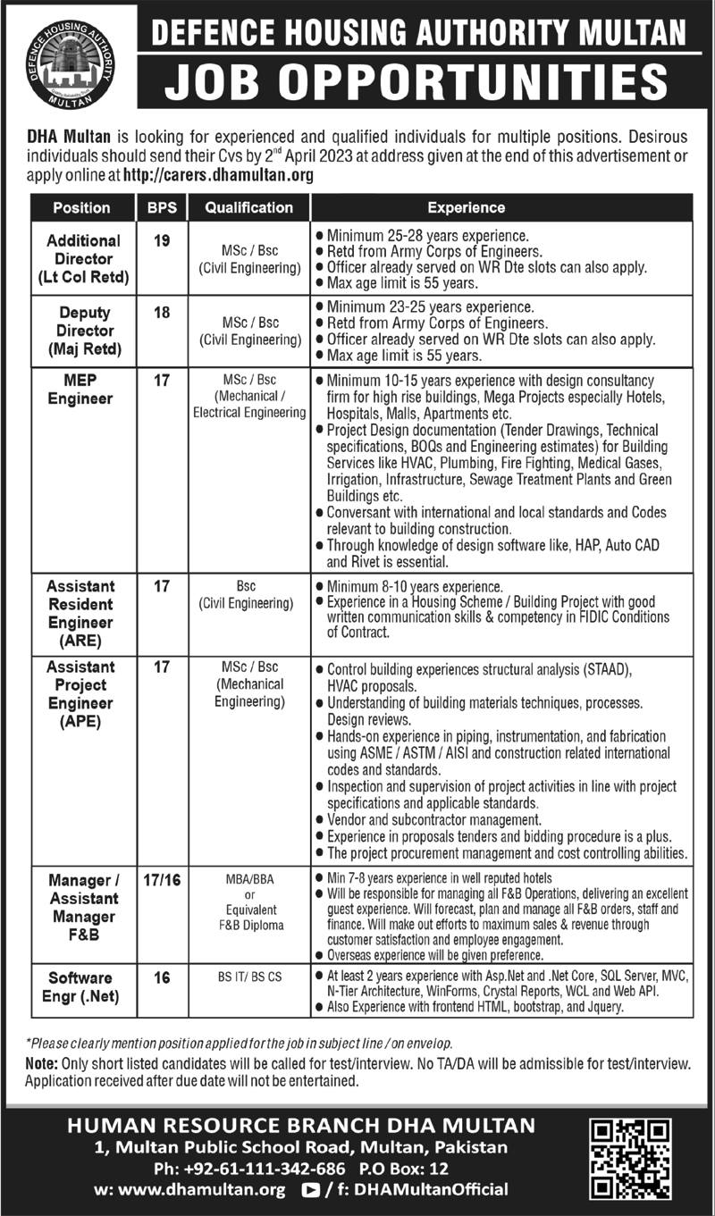 Defence Housing Authority Latest jobs