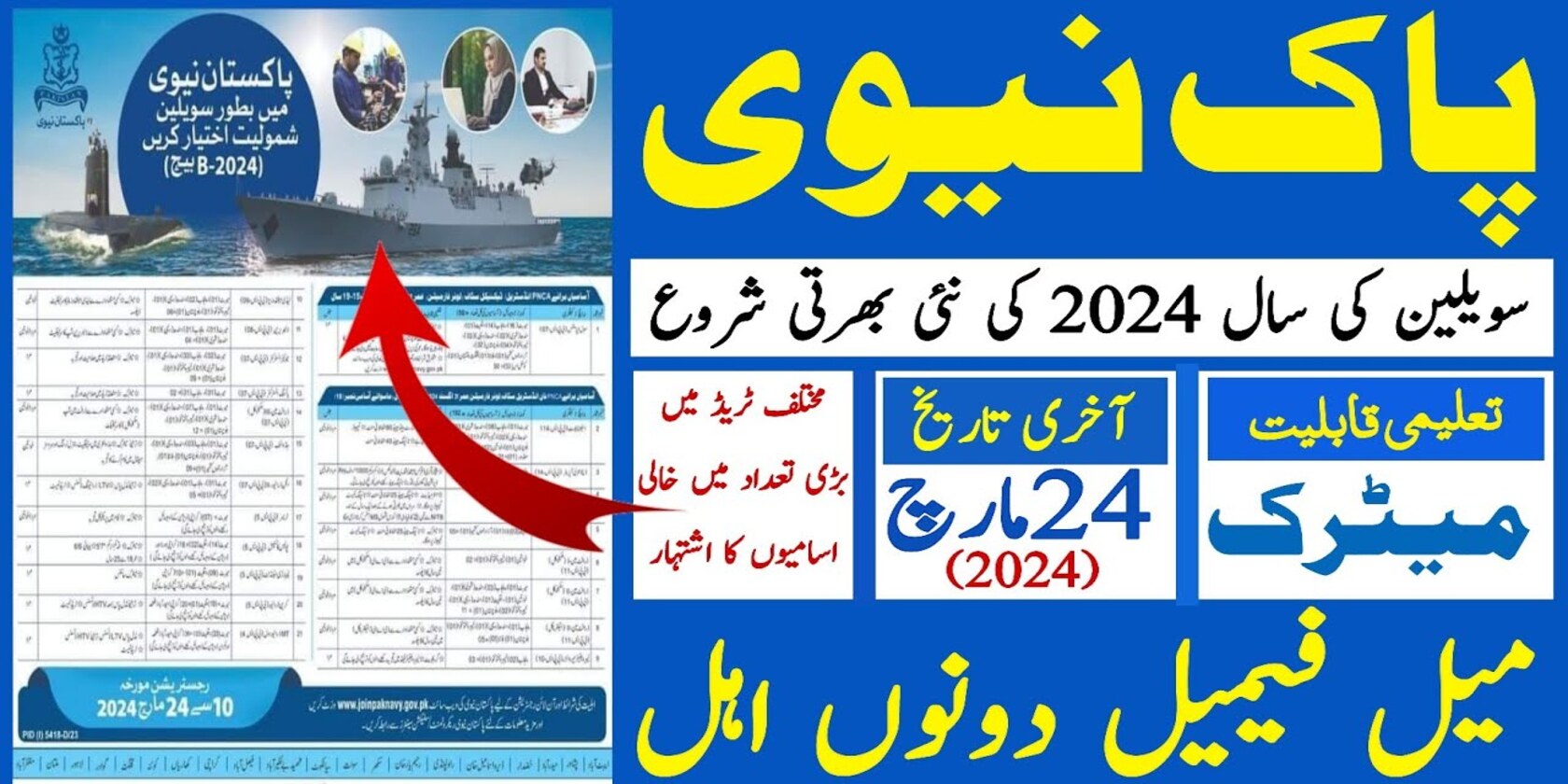 Pak Navy Civilian Jobs 2024 Batch 2024-B