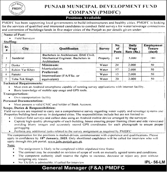 Punjab Municipal Development Company Jobs 2025