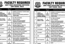 Cantt Public Educational Institute Teaching Jobs 2023