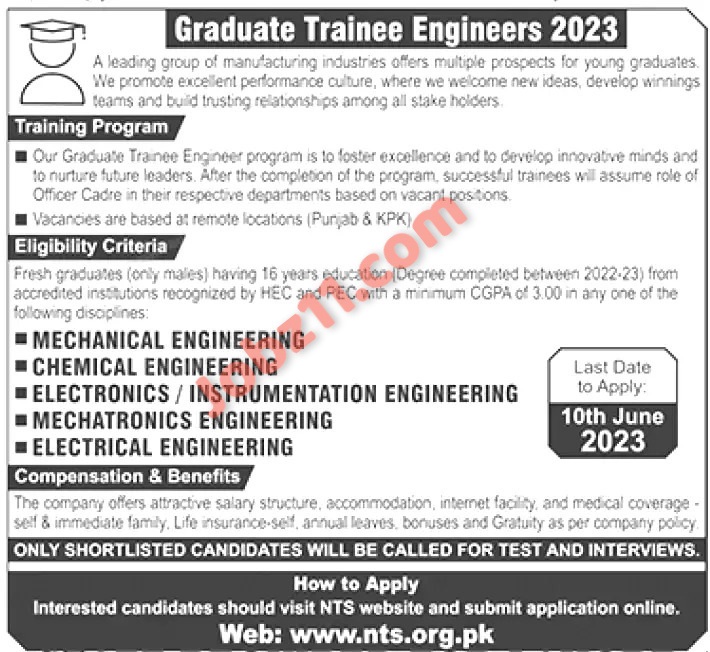 Graduate Trainee Engineer Program 2023 NTS Apply Online Advertisement