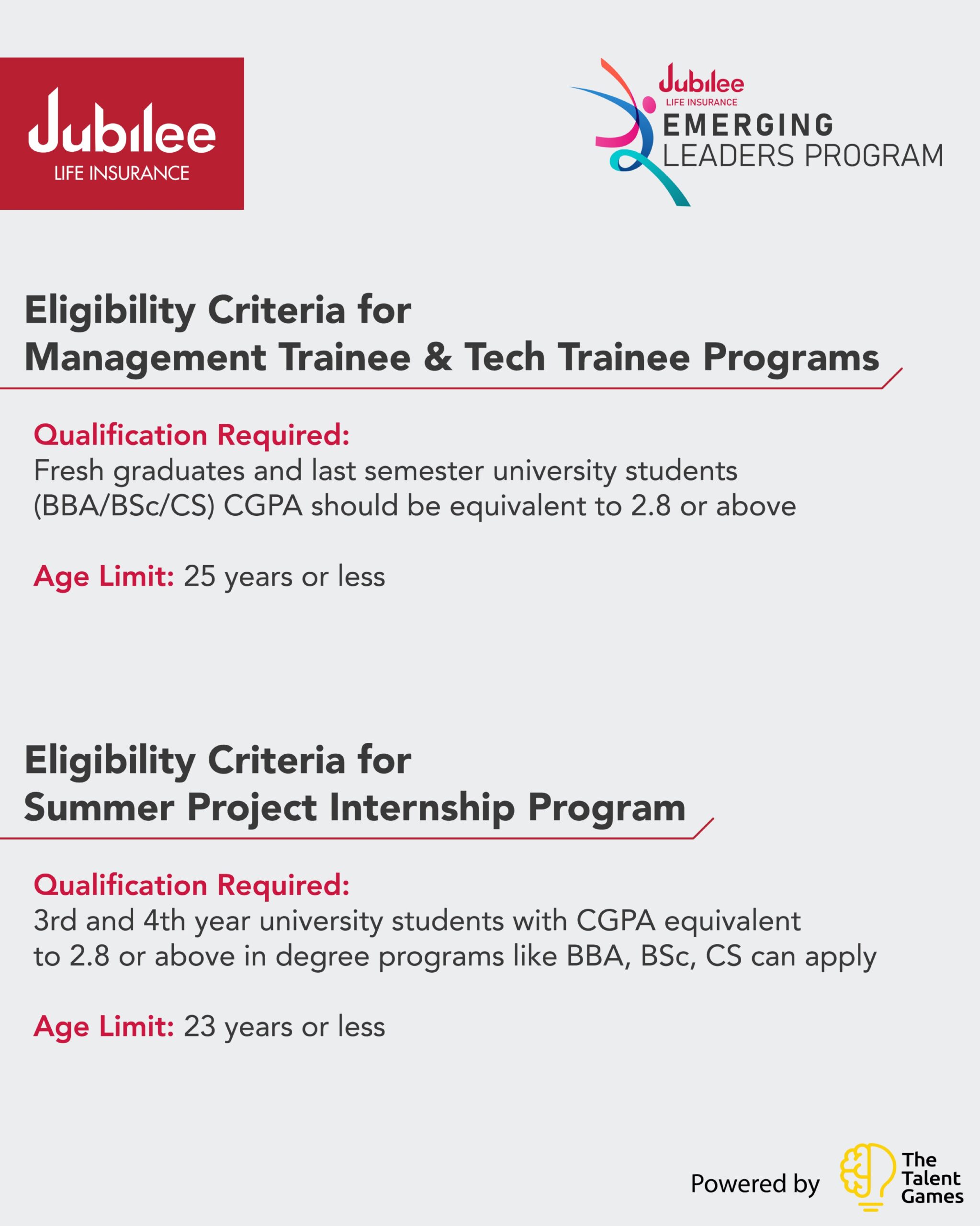 Jubilee Life Insurance Emerging Leaders Program 2023 Eligibility Criteria