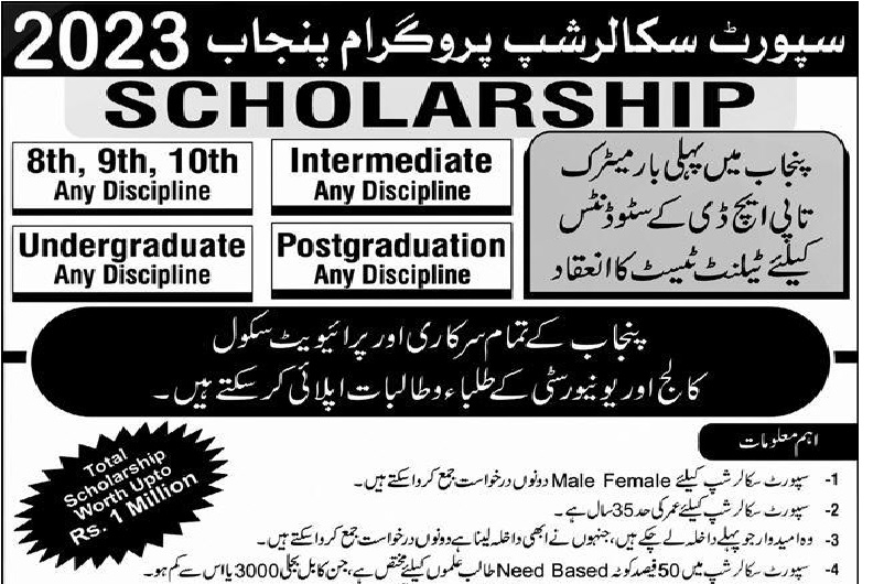 Support Scholarships Program Punjab 2023