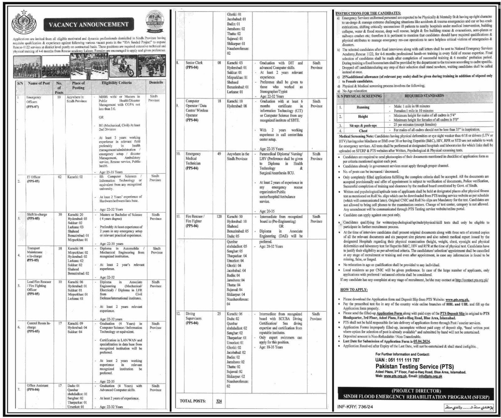 Rescue 1122 Jobs 2024 Advertisement for Sindh Applications forms