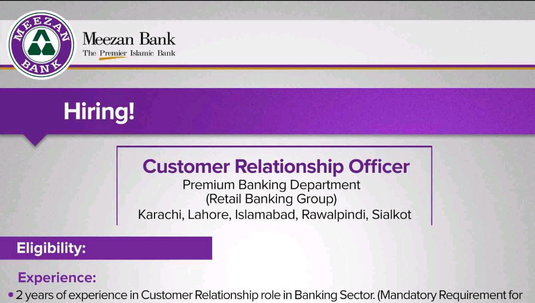 meezan-bank-hiring-for-customer-relationship-officer-in-multiple-cities