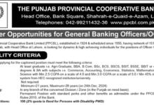 General Bank Officers OG III Jobs 2024 at Punjab Provincial Cooperative Bank