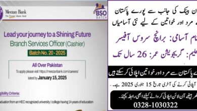 Meezan Bank Jobs 2025 for Branch Service Officer