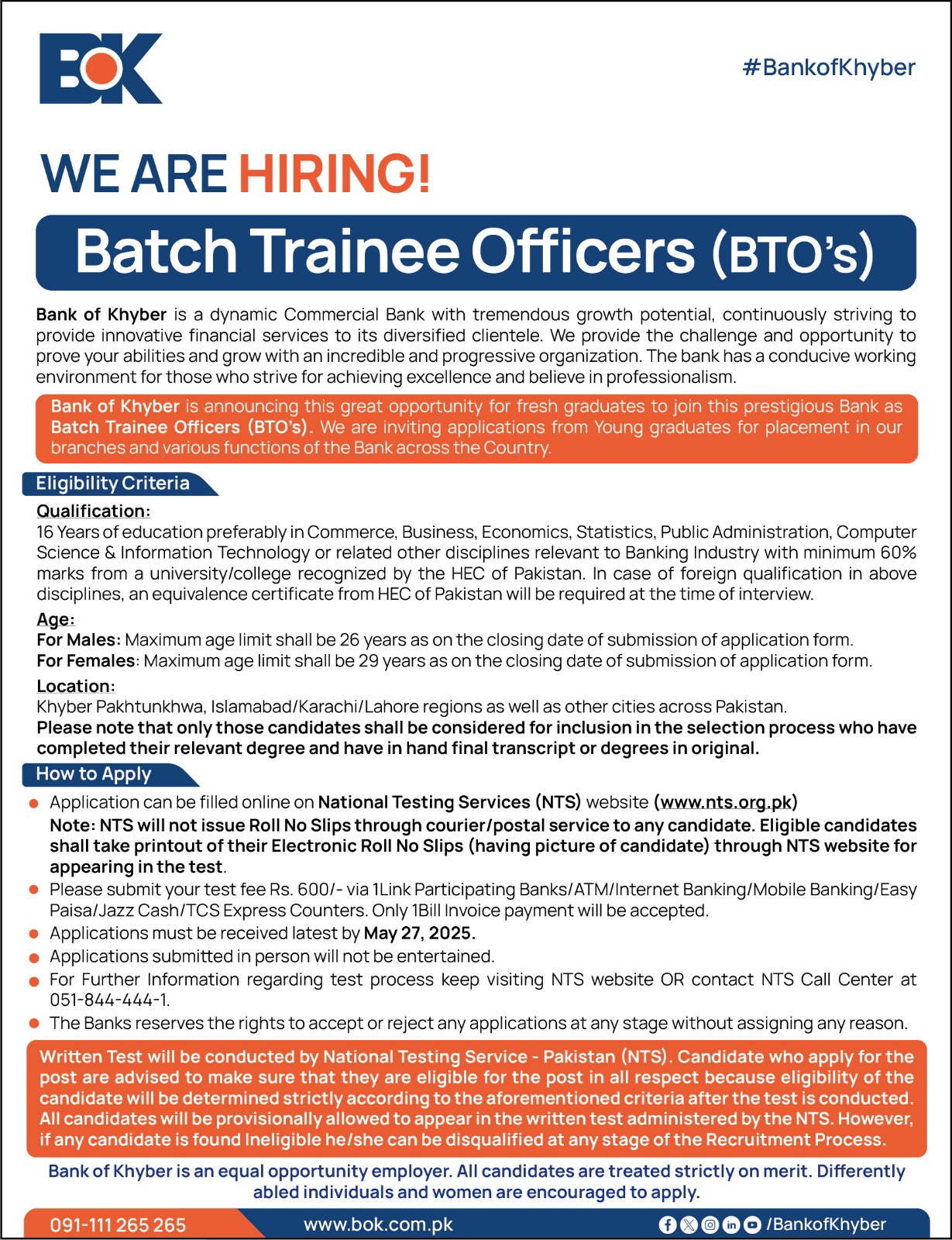 BOK Batch Trainee Officers Jobs (BTOs) 2025