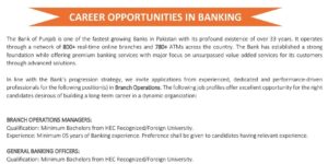 Bank of Punjab Jobs 2024 for General Banking Officers and Tellers