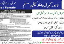 Lahore Garrison Education System Jobs 2024