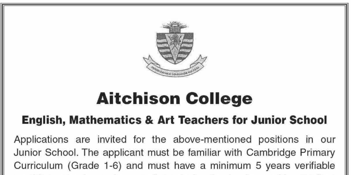 Aitchison College Lahore Jobs 2024 English, Maths, Art Teachers for Junior School