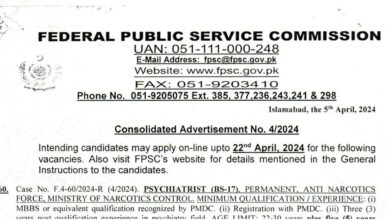 FPSC Jobs 2024 Consolidated Advertisement