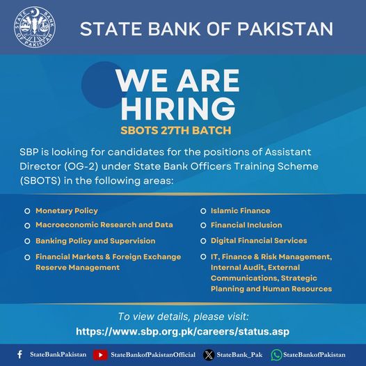 SBP Officers Training Scheme 2024 27th Batch Online Apply