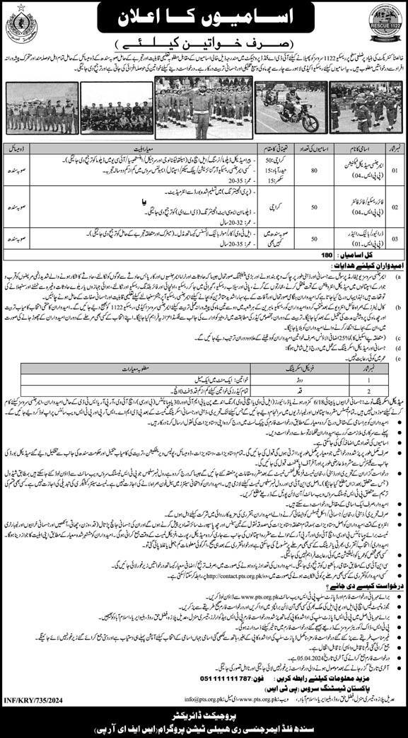 Rescue 1122 Jobs 2024 for Females Advertisement