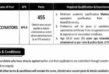 Vaccinator (BPS-06) Job Vacancies 2024