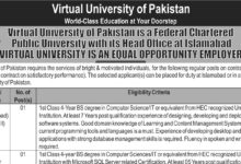 Virtual University of Pakistan Jobs for April 2024 Advertisement