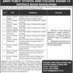 Army Public School and College Askari-14 Jobs (Lecturer and Teachers)