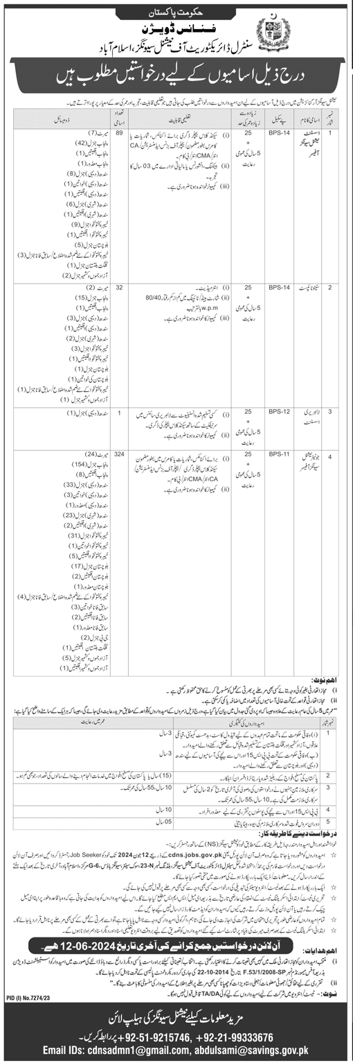 Central Directorate of National Savings Jobs 2024 Ad - 1