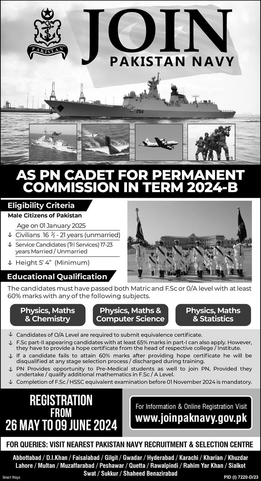 Join Pak Navy 2024 as PN CADET Permanent Commission 2024-B