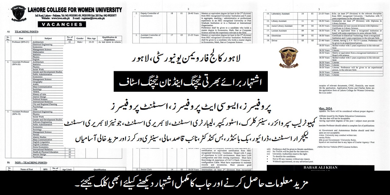 LCWU Jobs 2025 Online Apply