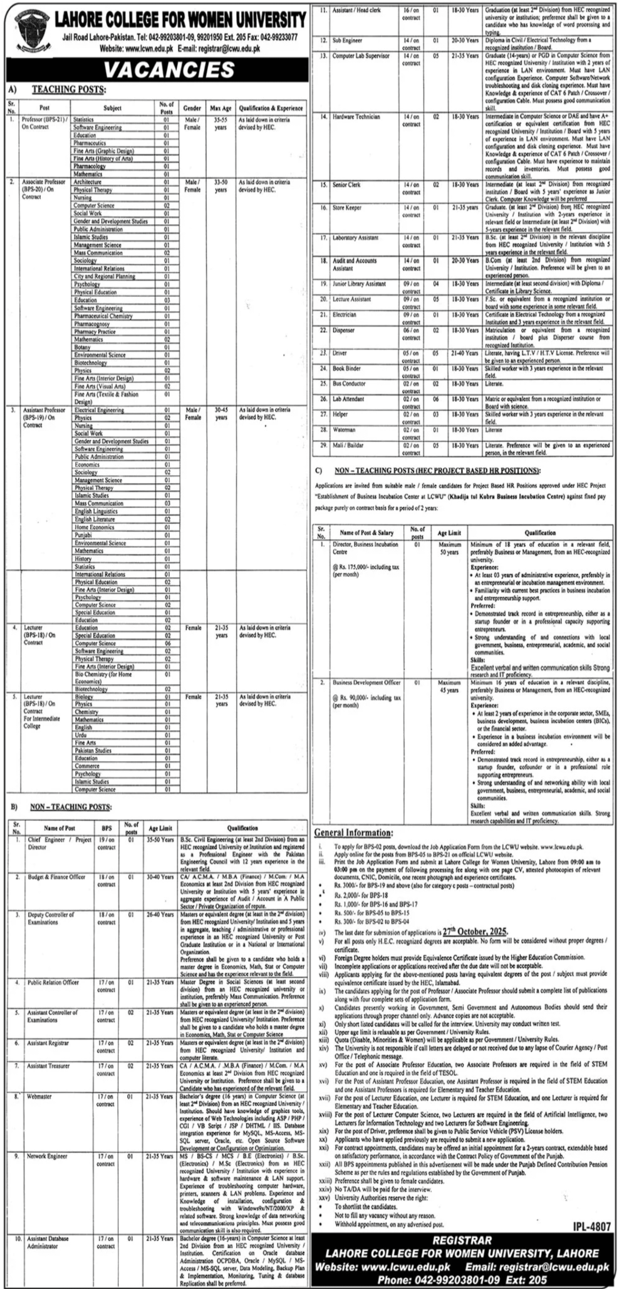 LCWU Jobs October 2025