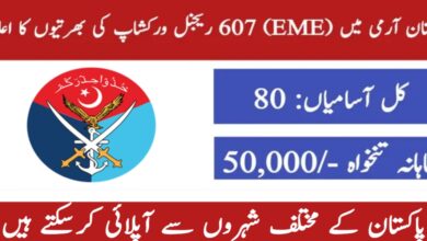 Pak Army EME Workshop 607 Jobs 2024