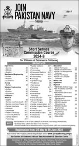 Pak Navy Jobs 2024 Short Service Commission 2024-B