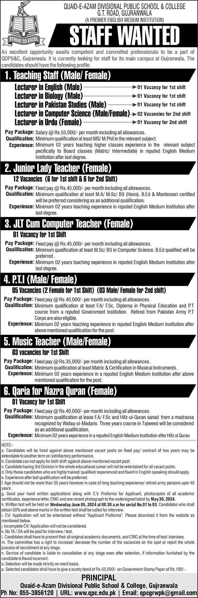 Quaid-e-Azam Divisional Public School & College (Male Female Teaching Faculty)