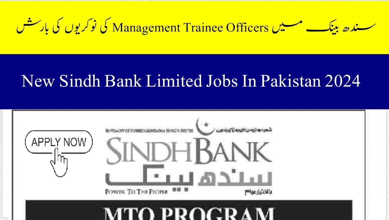Sindh Bank Jobs 2024 (MTO Program Fresh Graduates 14 and 16 Years Education)