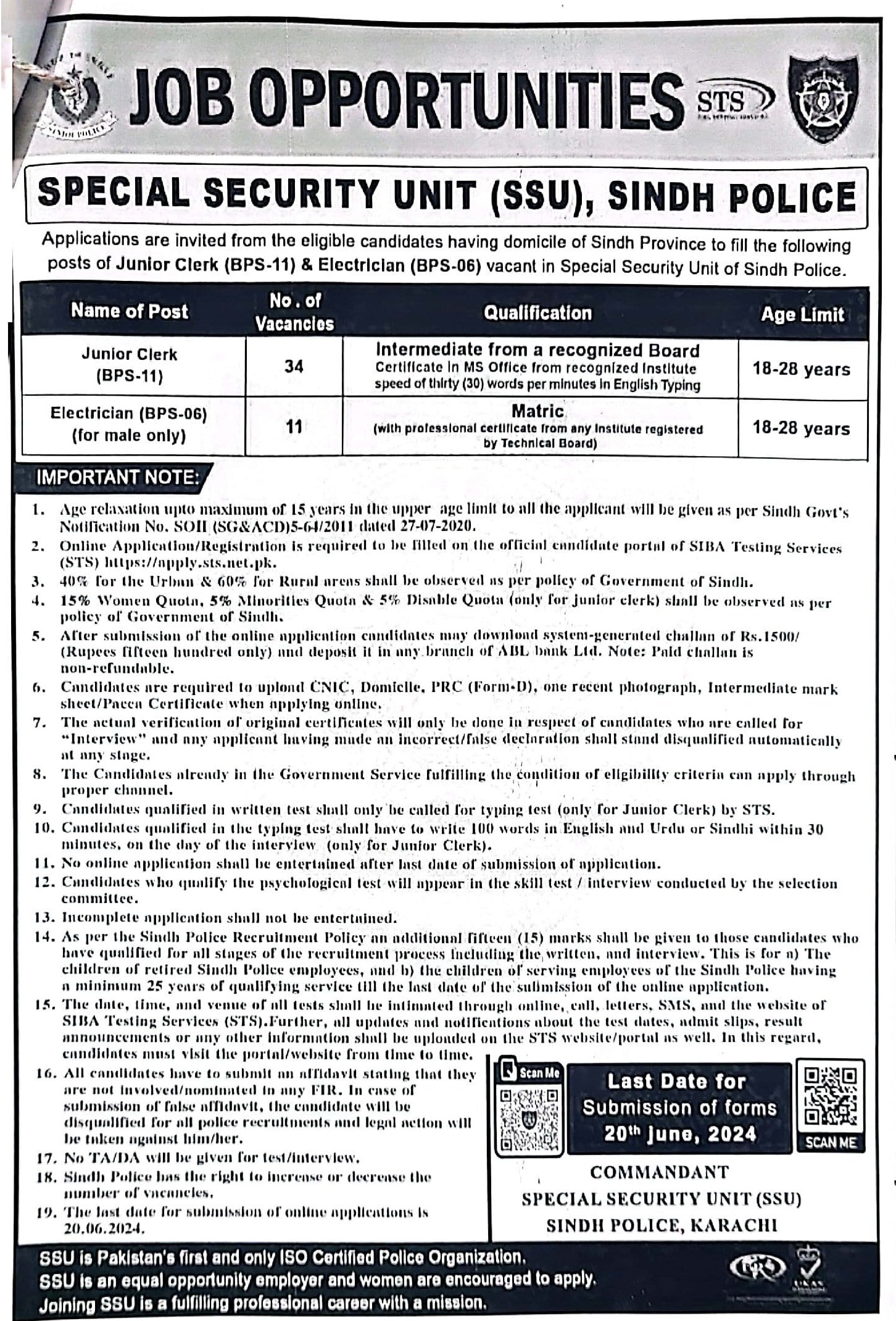 Special Security Unit Police Jobs 2024 for Clerks