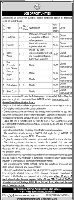 WAPDA Islamabad Jobs 2024 for Class IV