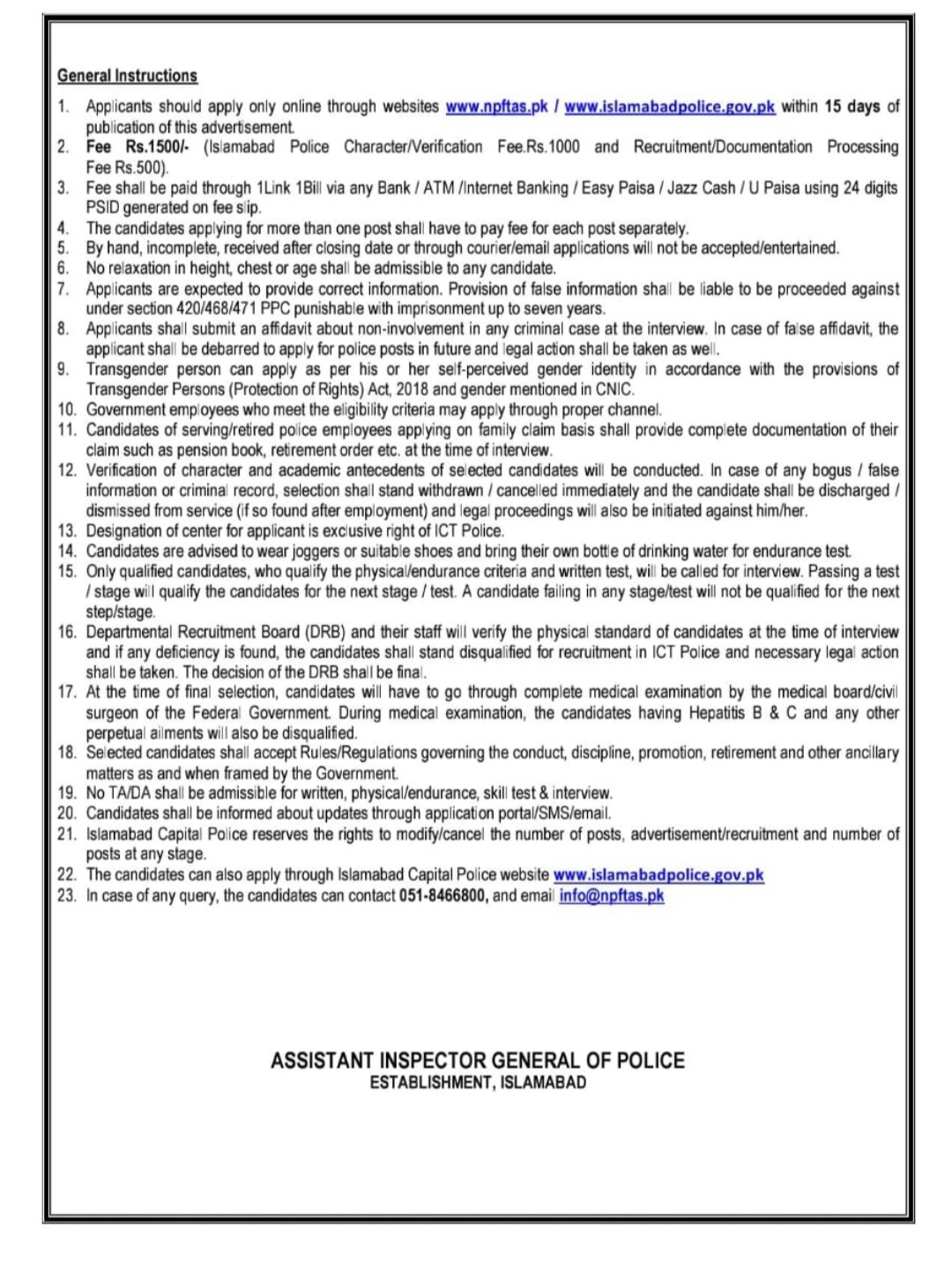 ASI, Constable Jobs Advertisement