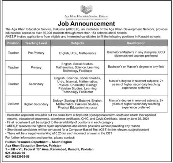 Aga Khan Education Service (Latest Teaching Jobs June 2024)