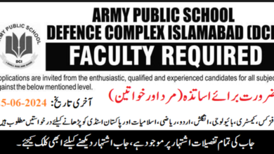 Army Public School and College Defence Complex Islamabad Jobs june 2024