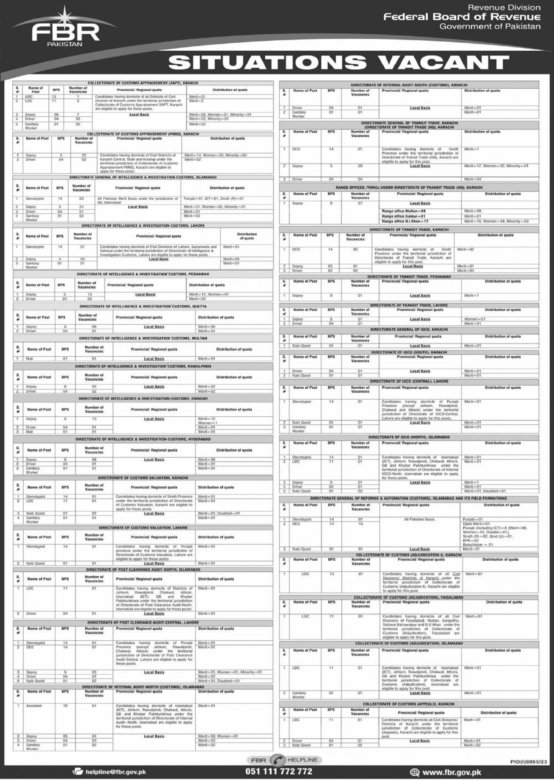 FBR Jobs 2024 Advertisement Page 2