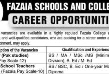 Fazaia Schools And Colleges Lahore Jobs 2024