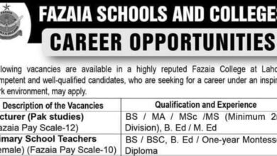 Fazaia Schools And Colleges Lahore Jobs 2024