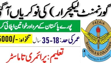 Fazaia Schools and Colleges Jobs 2024 Lectures and Teachers