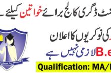 Govt Graduate Degree College for Women Model Town Lahore Jobs 2024