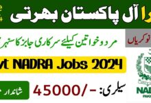 NADRA All Pakistan Jobs 2024 for Males and Females