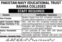 Pakistan Navy Bahria Colleges Jobs 2024