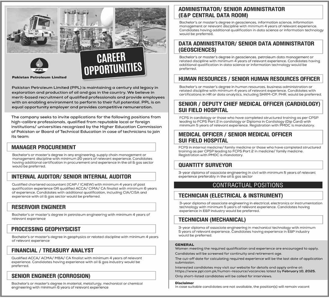 Pakistan Petroleum Limited PPL Jobs 2025 Advertisement Online Apply